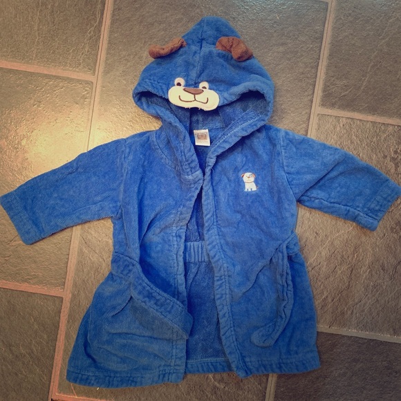 Blue Puppy Hooded Baby Housecoat - Picture 1 of 3